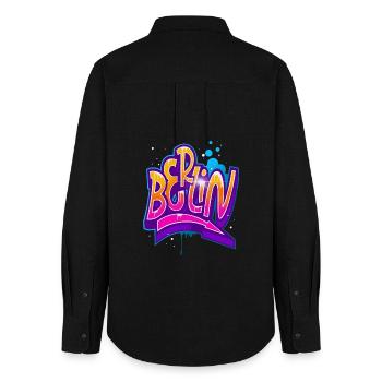 Graffiti de Berlin - Chemise Oxford Femme - noir - Dos - AI Model Female 172 light (172cm)