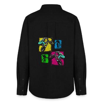 Vélo BMX | Vélo BMX | BMX coloré | Idée cadeau - Chemise Oxford Femme - noir - Dos - AI Model Female 172 light (172cm)