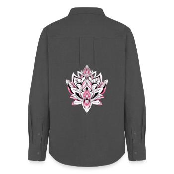 lotus mandala couleur rose - Chemise Oxford Femme - charbon - Dos - AI Model Female 172 light (172cm)