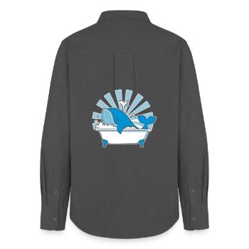 Whale in the Bathtub – Funny Ocean Design - Women's Oxford Shirt - anthracite - Back - AI Model Female 172 light (172cm)