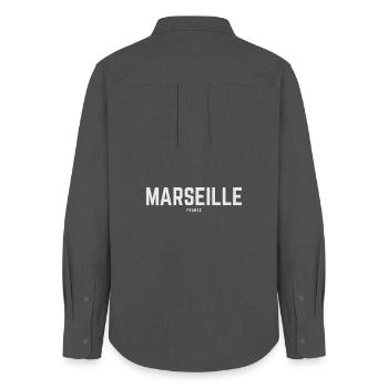 Marseille France - Women's Oxford Shirt - anthracite - Back - AI Model Female 172 light (172cm)