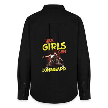 Longboarding Longboarder Longboard - Chemise Oxford Femme - noir - Dos - AI Model Female 172 light (172cm)