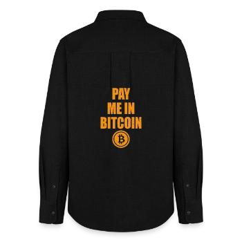 Pay Me En Bitcoin - Blockchain BTC Crypto Cadeau - Chemise Oxford Femme - noir - Dos - AI Model Female 172 light (172cm)
