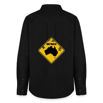 Map of Australia yellow road sign - Women's Oxford Shirt - black - Back - AI Model Female 172 light (172cm)