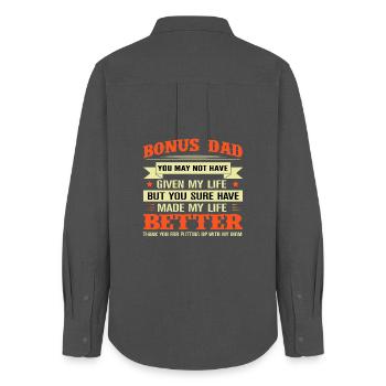 Bonus Dad T-Shirt Number One Fathers Day Shirt - Women's Oxford Shirt - anthracite - Back - AI Model Female 172 light (172cm)