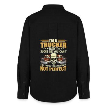 Truck driver - Women's Oxford Shirt - black - Back - AI Model Female 172 light (172cm)