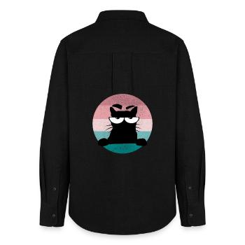Cat motif No buck morning muffle - Women's Oxford Shirt - black - Back - AI Model Female 172 light (172cm)