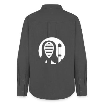 Kendo Kenjutsu Schwertkampf - Frauen Oxford Hemd - Anthrazit - Hinten - AI Model Female 172 light (172cm)