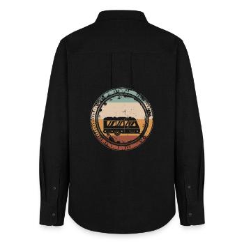 Camping Camping Caravans - Women's Oxford Shirt - black - Back - AI Model Female 172 light (172cm)