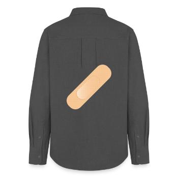 einfaches Heftpflaster als Gestaltungselement - Frauen Oxford Hemd - Anthrazit - Hinten - AI Model Female 172 light (172cm)