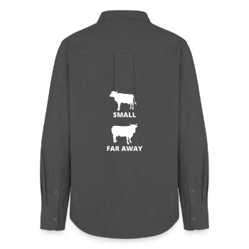 Small Cow Far Away T-Shirt Funny Father Ted Dougal - Women's Oxford Shirt - anthracite - Back - AI Model Female 172 light (172cm)