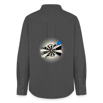 strahlende Dartscheibe mit blauen Dartpfeil - Frauen Oxford Hemd - Anthrazit - Hinten - AI Model Female 172 light (172cm)