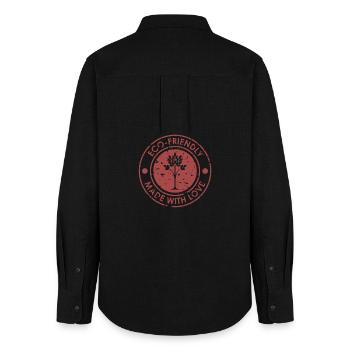 Umweltfreundliches Baum-Emblem-Design - Frauen Oxford Hemd - Schwarz - Hinten - AI Model Female 172 light (172cm)
