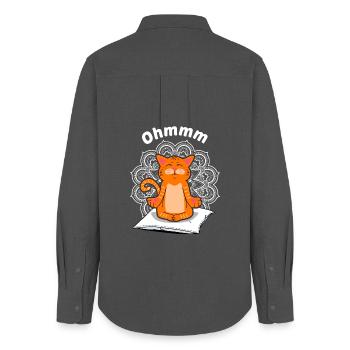 Yoga Cat Meditation Red Cat Hangover Gift - Women's Oxford Shirt - anthracite - Back - AI Model Female 172 light (172cm)