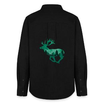 Climate Change Environmental Protection Deer Stag - Women's Oxford Shirt - black - Back - AI Model Female 172 light (172cm)