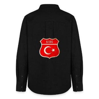 Side Türkei Flaggen Wappen - Frauen Oxford Hemd - Schwarz - Hinten - AI Model Female 172 light (172cm)