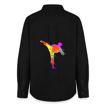 Tae Kwon Do Karate Colorful Silhouette for Girls - Women's Oxford Shirt - black - Back - AI Model Female 172 light (172cm)