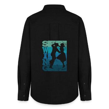 Boogie Woogie Swing Tanzen Retro Farben Vintage - Frauen Oxford Hemd - Schwarz - Hinten - AI Model Female 172 light (172cm)