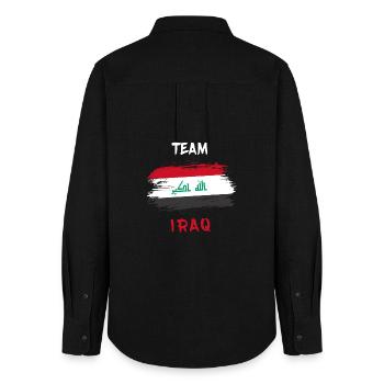 Team Iraq flag design - Women's Oxford Shirt - black - Back - AI Model Female 172 light (172cm)