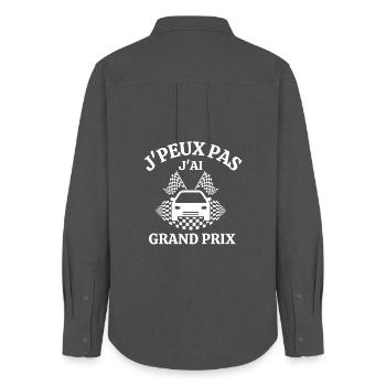 course automobile, circuit automobile, grand prix - Chemise Oxford Femme - charbon - Dos - AI Model Female 172 light (172cm)