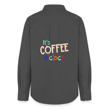 Get cheerful Coffee Statement Coffee Lovers - Women's Oxford Shirt - anthracite - Back - AI Model Female 172 light (172cm)