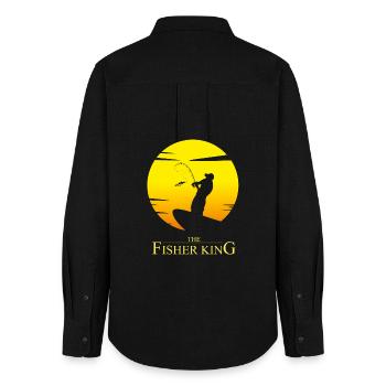 The Fisher King - Peachy Parody Humor - Women's Oxford Shirt - black - Back - AI Model Female 172 light (172cm)
