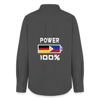 Deutschland und Philippinen Power 100% - Frauen Oxford Hemd - Anthrazit - Hinten - AI Model Female 172 light (172cm)