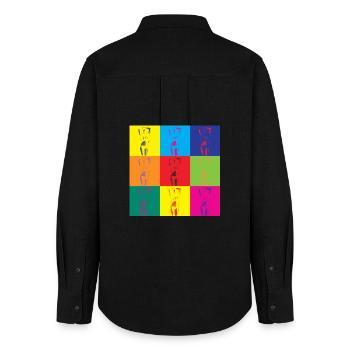 Pop Art Frau Retro Kunst Geschenk - Frauen Oxford Hemd - Schwarz - Hinten - AI Model Female 172 light (172cm)