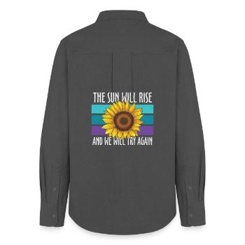 Suicide prevention sunflower - Women's Oxford Shirt - anthracite - Back - AI Model Female 172 light (172cm)