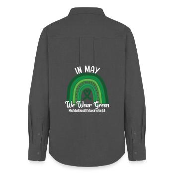 In May We Wear Green Mental Health - Women's Oxford Shirt - anthracite - Back - AI Model Female 172 light (172cm)