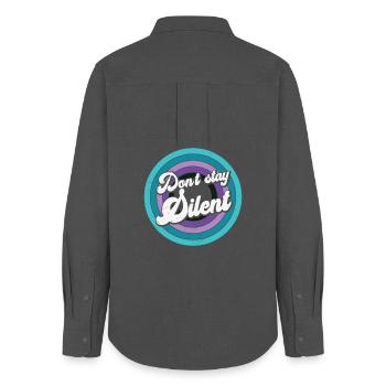 Don't Stay Silent Mental Health Message - Frauen Oxford Hemd - Anthrazit - Hinten - AI Model Female 172 light (172cm)