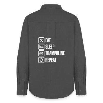 Trampoline Jumping Eat Sleep Trampoline Repeat - Women's Oxford Shirt - anthracite - Back - AI Model Female 172 light (172cm)