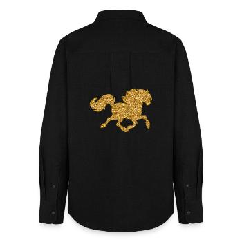 Cheval Amour Chevaux Chevaux Islandais Poulains au galop - Chemise Oxford Femme - noir - Dos - AI Model Female 172 light (172cm)