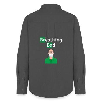 Breathing Bad - Covid Humor - Women's Oxford Shirt - anthracite - Back - AI Model Female 172 light (172cm)
