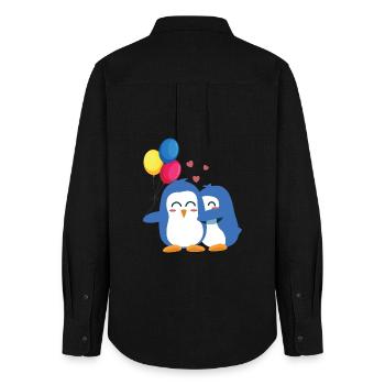 Penguins with Balloons - Women's Oxford Shirt - black - Back - AI Model Female 172 light (172cm)
