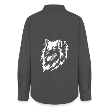 Spitz Kopf "Black Edition" - Frauen Oxford Hemd - Anthrazit - Hinten - AI Model Female 172 light (172cm)