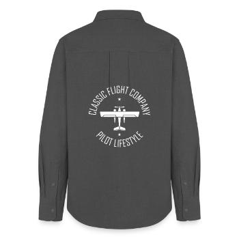 Avion Flying Symbol Pilote Pilote Mode de vie - Chemise Oxford Femme - charbon - Dos - AI Model Female 172 light (172cm)