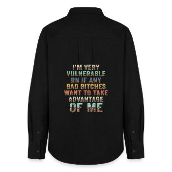 I'm Very Vulnerable RN - Women's Oxford Shirt - black - Back - AI Model Female 172 light (172cm)