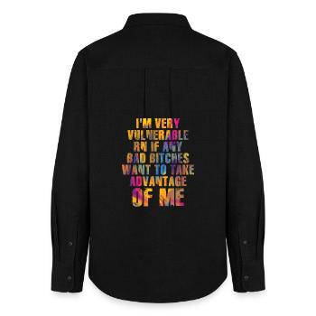 I'm Very Vulnerable RN - Women's Oxford Shirt - black - Back - AI Model Female 172 light (172cm)