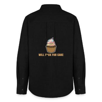Torte Humorvoll Süßigkeiten Statement Cupcake - Frauen Oxford Hemd - Schwarz - Hinten - AI Model Female 172 light (172cm)
