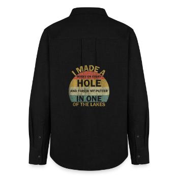 I Made a Hole In One - Funny Golf - Frauen Oxford Hemd - Schwarz - Hinten - AI Model Female 172 light (172cm)