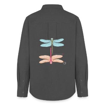 Libellen und Transformation by CD - Frauen Oxford Hemd - Anthrazit - Hinten - AI Model Female 172 light (172cm)