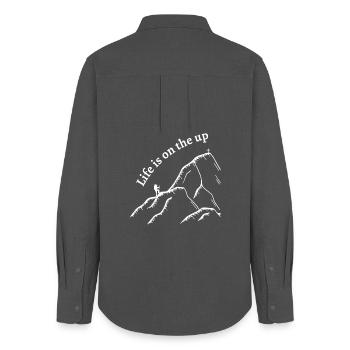 Life is on the up - Mountains - Frauen Oxford Hemd - Anthrazit - Hinten - AI Model Female 172 light (172cm)