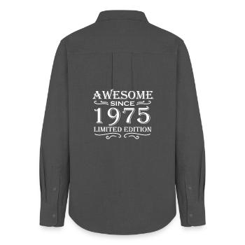Fantastic since 1975 - born in 1975 - Women's Oxford Shirt - anthracite - Back - AI Model Female 172 light (172cm)