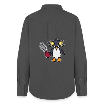 Vogel Pinguin Tier Zoo Seevogel Arktis - Frauen Oxford Hemd - Anthrazit - Hinten - AI Model Female 172 light (172cm)
