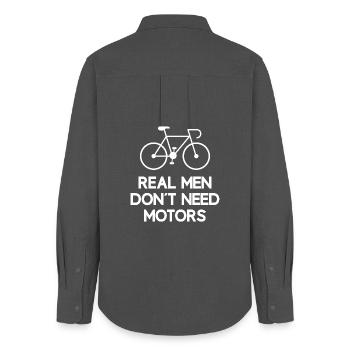 Echte Männer brauchen keine Motoren - Frauen Oxford Hemd - Anthrazit - Hinten - AI Model Female 172 light (172cm)