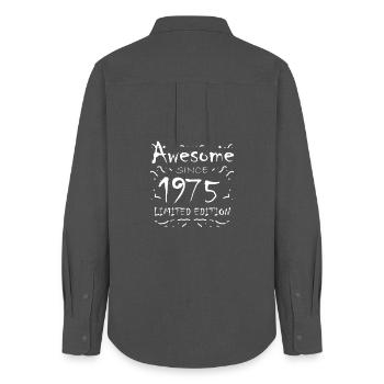 1975 - Born 1975 - Fantastic since 1975 - Women's Oxford Shirt - anthracite - Back - AI Model Female 172 light (172cm)