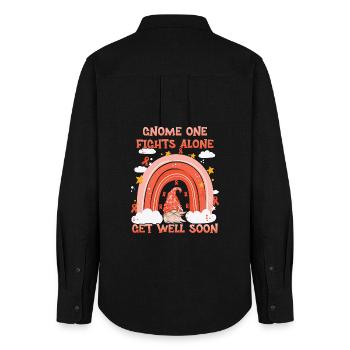 Gnome One Fights Alone Kidney Cancer - Women's Oxford Shirt - black - Back - AI Model Female 172 light (172cm)