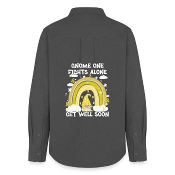 Gnome One Fights Alone Sarcoma Cancer - Women's Oxford Shirt - anthracite - Back - AI Model Female 172 light (172cm)