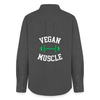 Vegan Muscle - Women's Oxford Shirt - anthracite - Back - AI Model Female 172 light (172cm)
